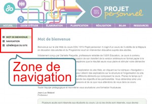 La zone de navigation